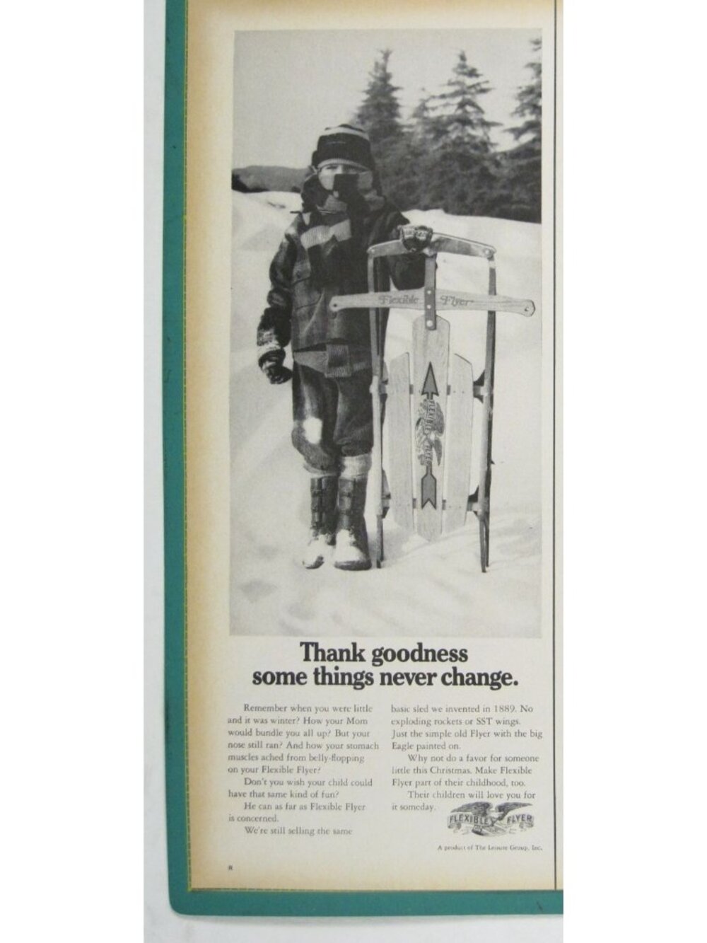 Print Ad Flexible Flyer Winter Sled 1960s Child Outdoor Snow MOD Family